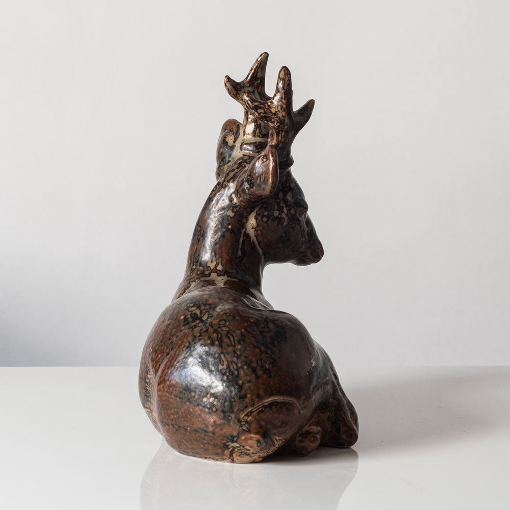 Knud Kyhn for Royal Copenhagen, Denmark, large stoneware figure of a stag with Sung glaze k2386