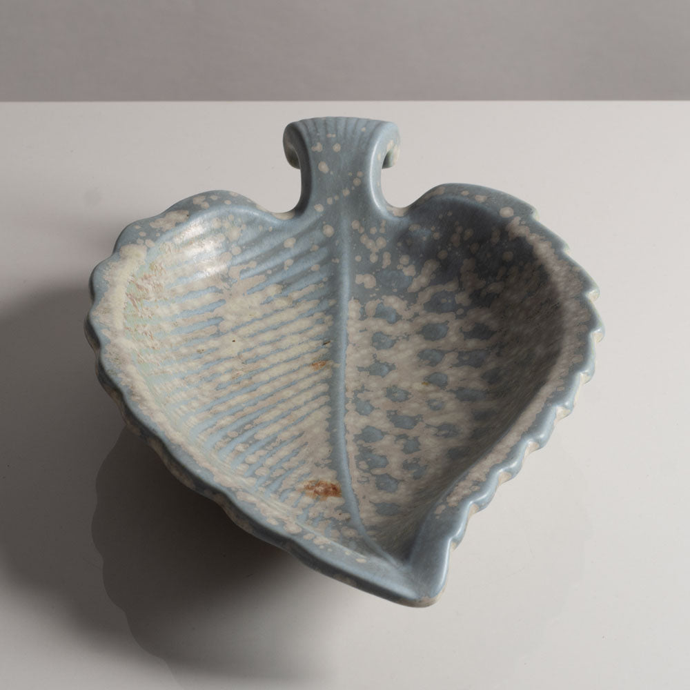 Gunnar Nylund for Rörstrand, Sweden, stoneware dish with matte blue and grey crystalline glaze L3711