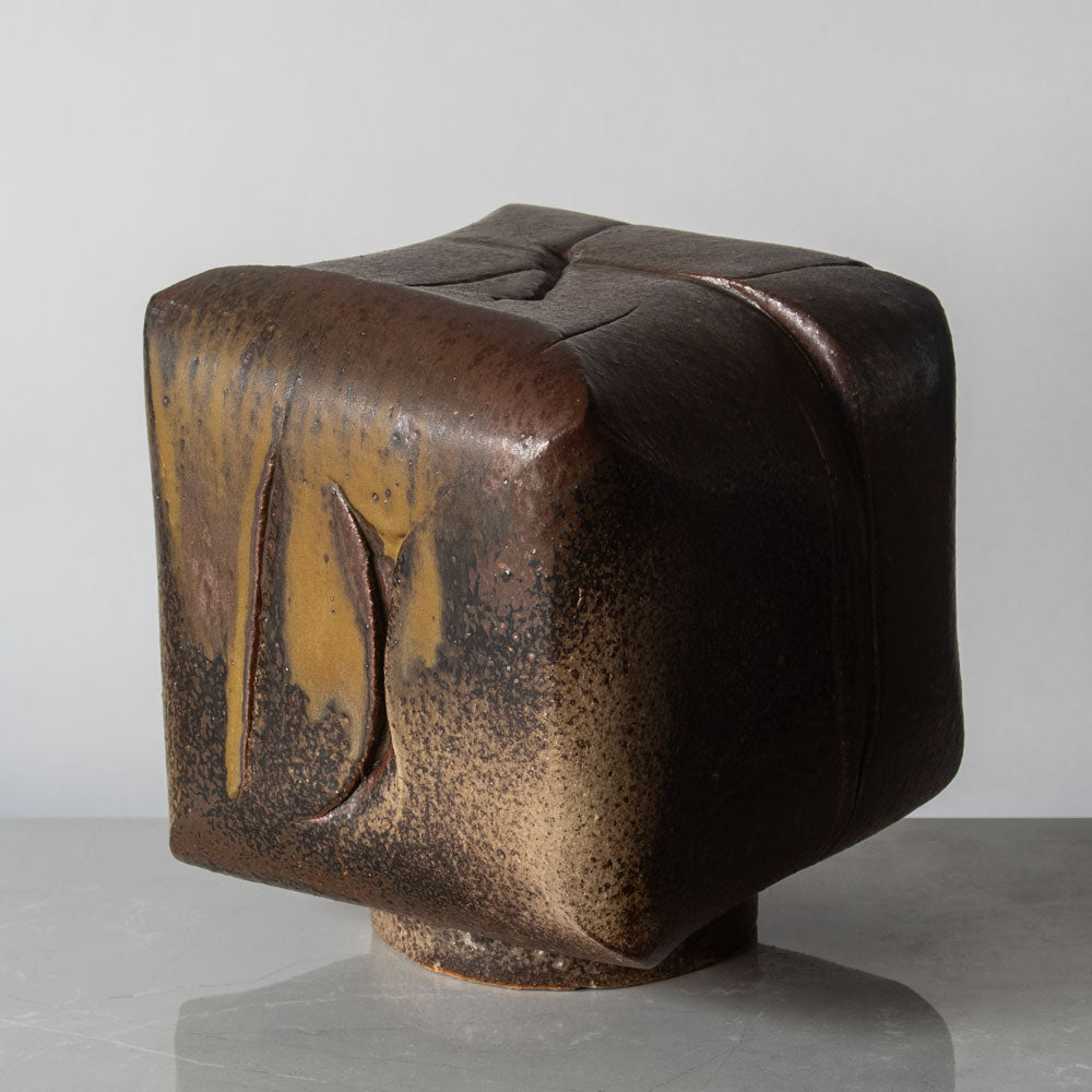 Dieter Crumbiegel, own studio, Germany, unique stoneware sculpture with brown glaze J1264