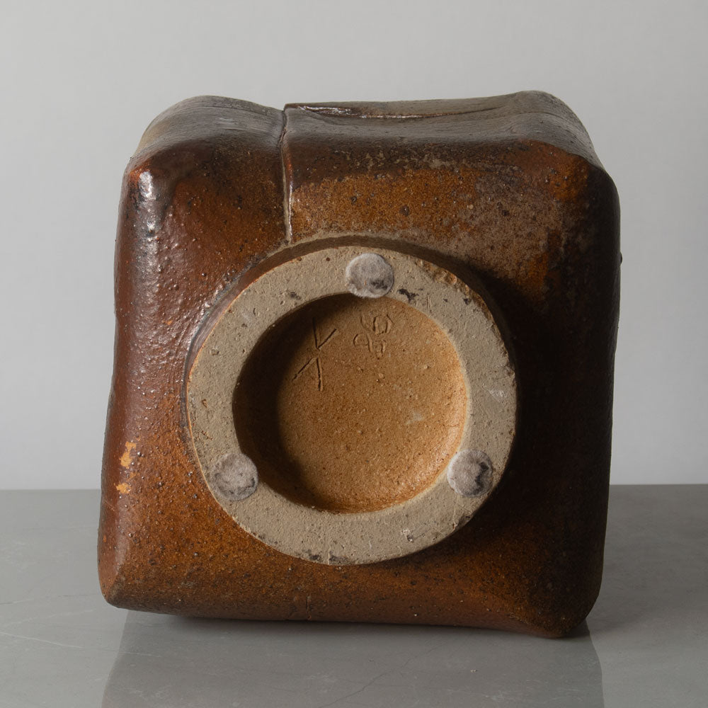 Dieter Crumbiegel, own studio, Germany, unique stoneware sculpture with brown glaze J1264