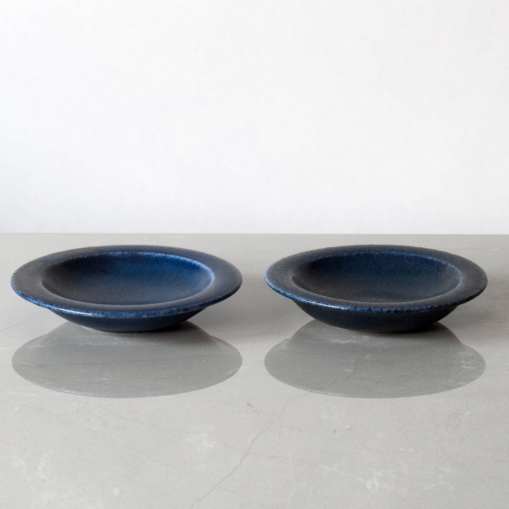 Saxbo, Denmark, pair of small dishes with blue matte glaze K2123 and K2120