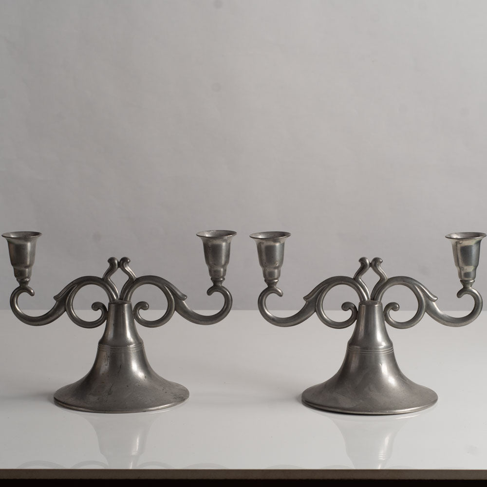 Pair of Swedish pewter candlesticks L3817