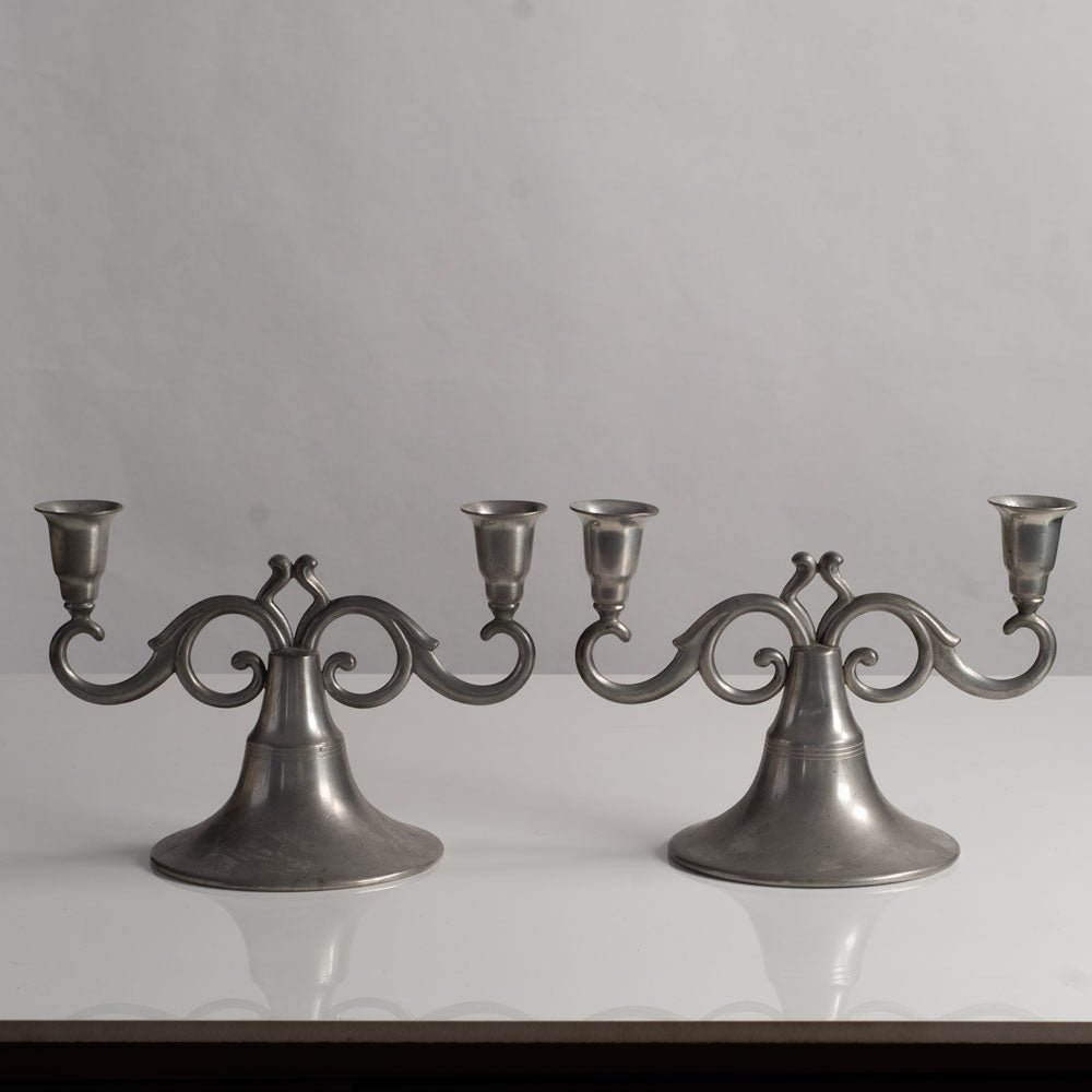 Pair of Swedish pewter candlesticks L3817