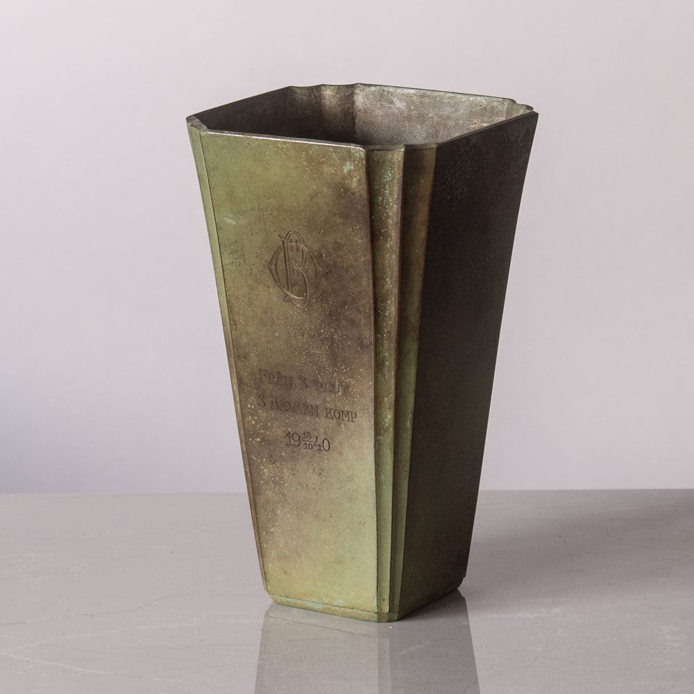 Ystad Bronze, square bronze vase H1267