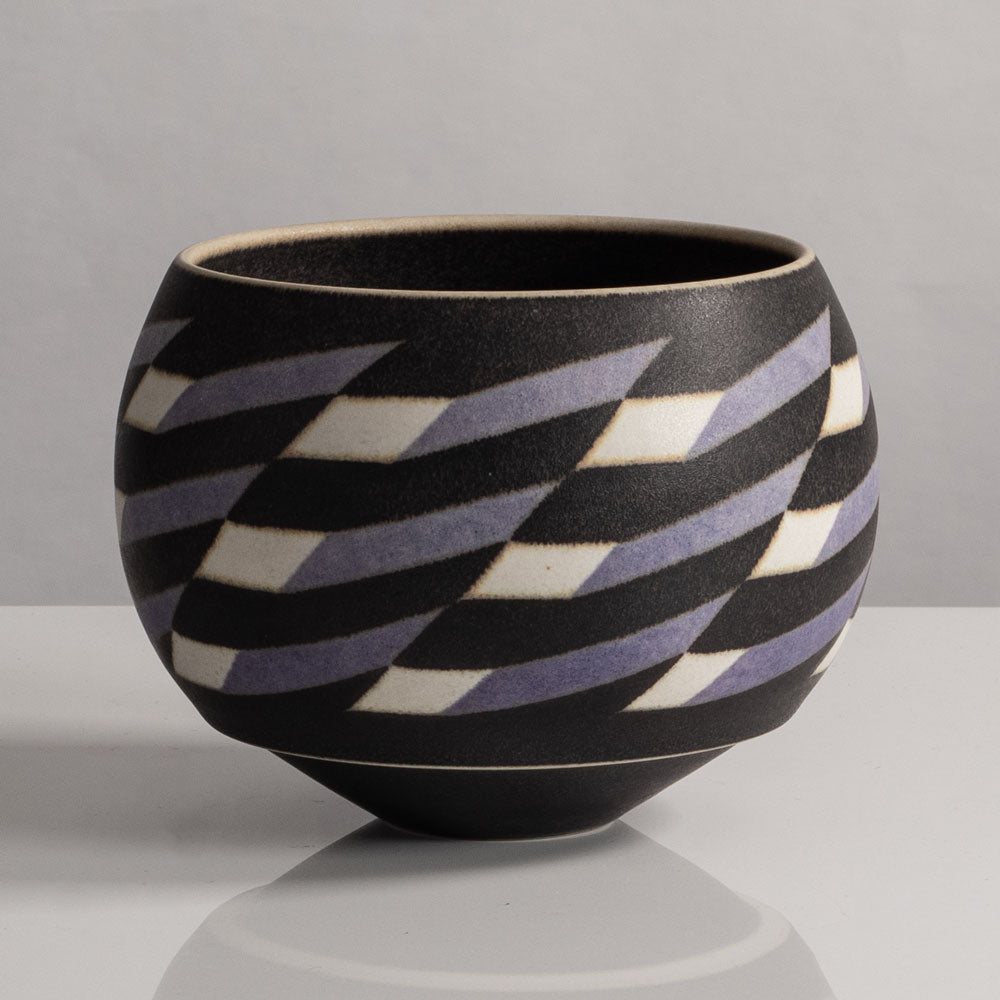 Inke Lerch-Brodersen, Germany, unique stoneware vase with geometric pattern M4060