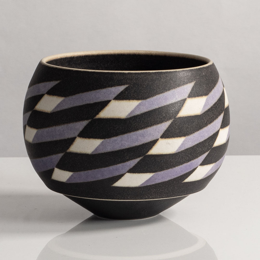 Inke Lerch-Brodersen, Germany, unique stoneware vase with geometric pattern M4060