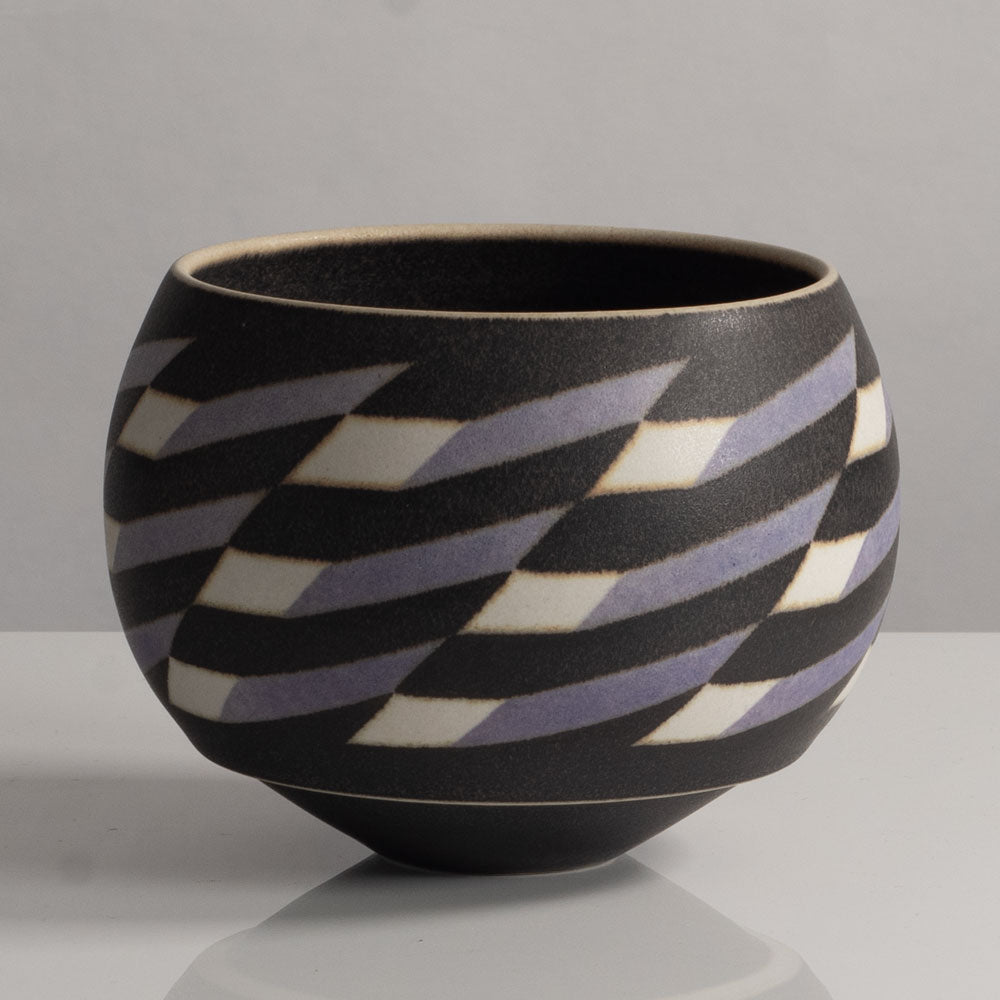Inke Lerch-Brodersen, Germany, unique stoneware vase with geometric pattern M4060