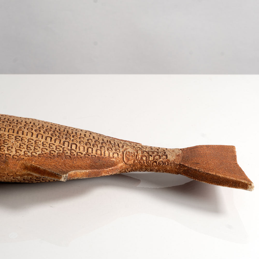 Ben Bates, UK, stoneware fish with iron oxide wash L4004