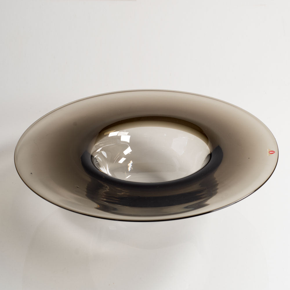 Timo Sarpaneva for Iittala, Finland, smoked glass "Cardinal's Hat" bowl M4084