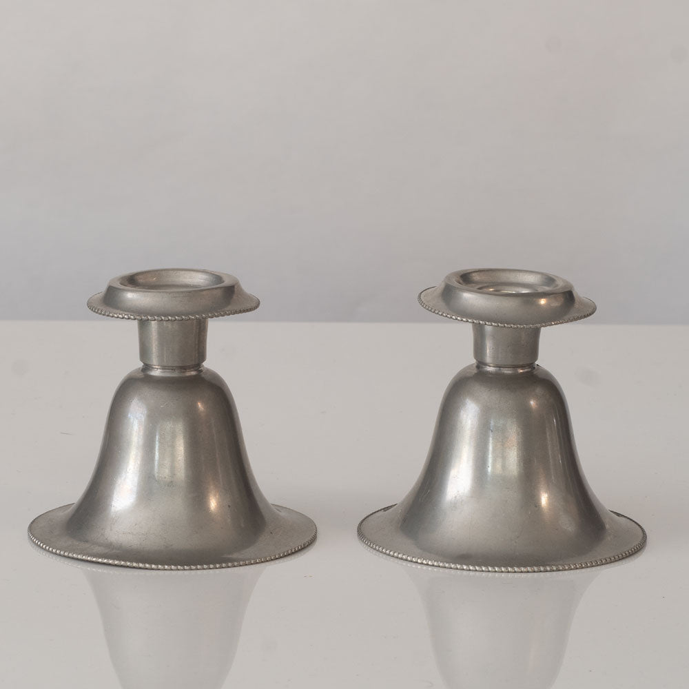 Pair of Swedish pewter candle holders L3513