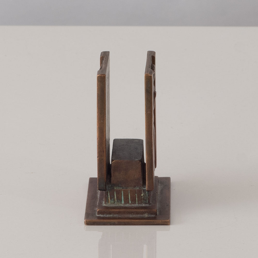 GAB, Sweden, square bronze letter holder with figures in relief L3545