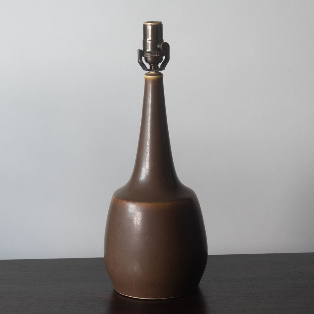 Per Linneman-Schmidt at Palshus, Denmark, stoneware table lamp with brown haresfur glaze N6465