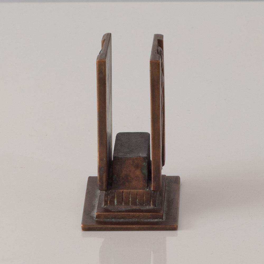 GAB, Sweden, square bronze letter holder with figures in relief L3545