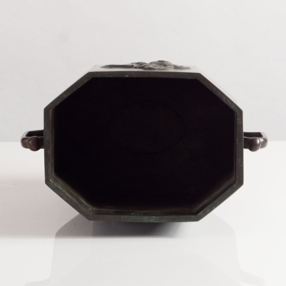 Jacob Ängman for GAB, Sweden, bronze handled vase with Don Quixote in relief L3391