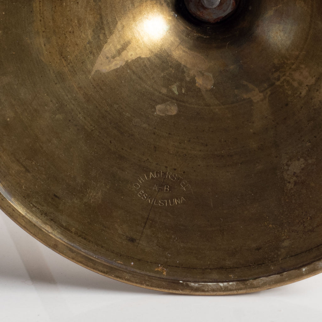 OH Lagerstedt, Sweden, pair of brass and wood candelabras L3781