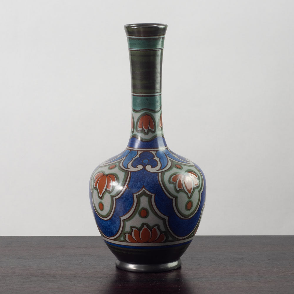 NV Plateelbakkerij Zuid-Holland, Gouda, Holland stoneware vase with multicolored decoration K2503