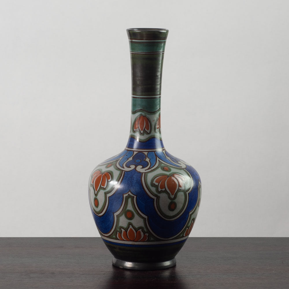 NV Plateelbakkerij Zuid-Holland, Gouda, Holland stoneware vase with multicolored decoration K2503