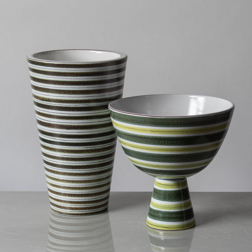 Two green and white faience vessels by Stig Lindberg for Gustavsberg