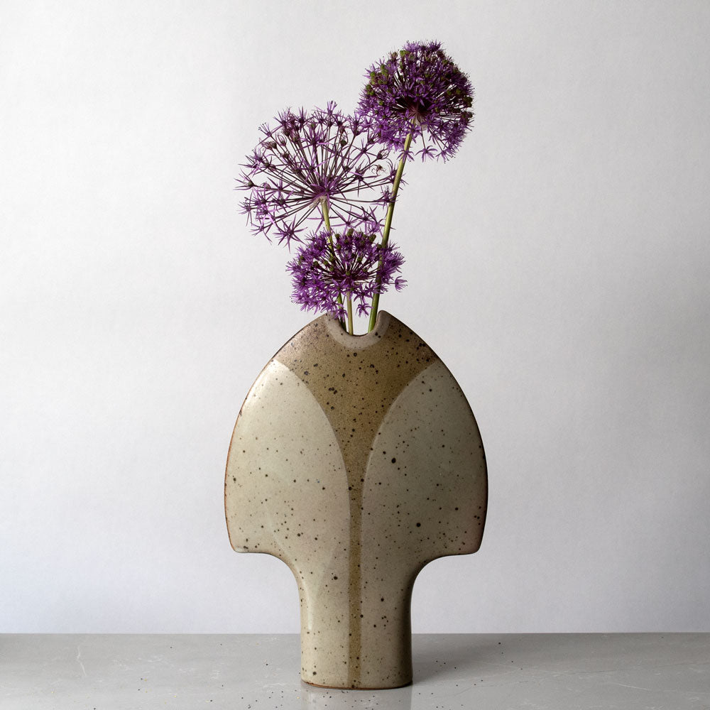 Karl Scheid, Germany, sculptural vessel with brown glaze J1740