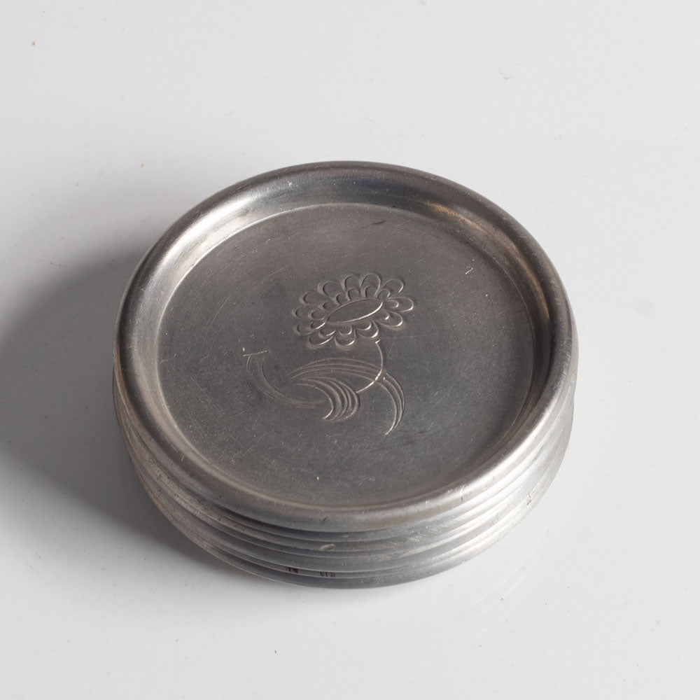 CG Hallberg, Sweden, set of seven pewter coasters L3370