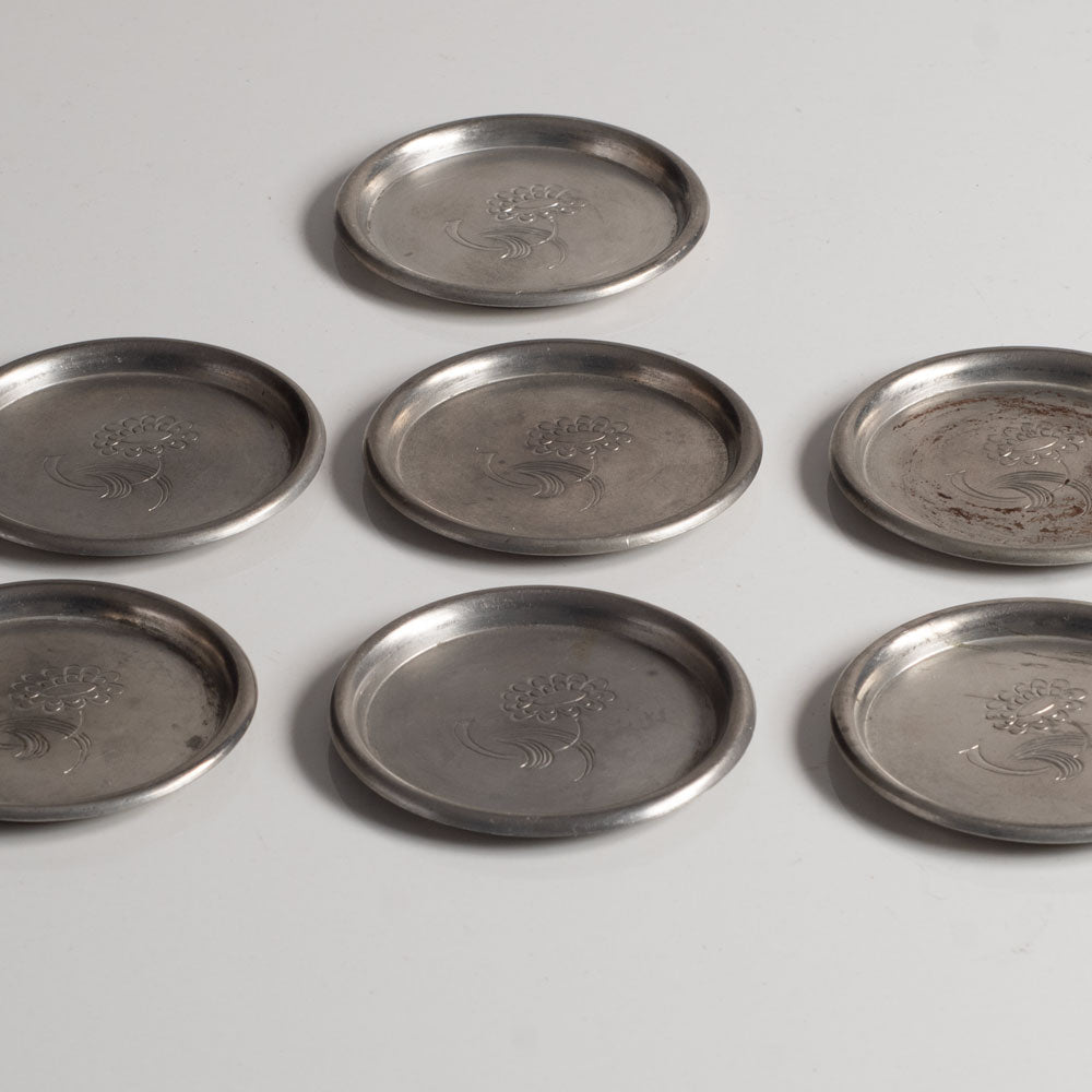 CG Hallberg, Sweden, set of seven pewter coasters L3370