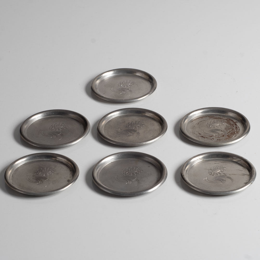 CG Hallberg, Sweden, set of seven pewter coasters L3370