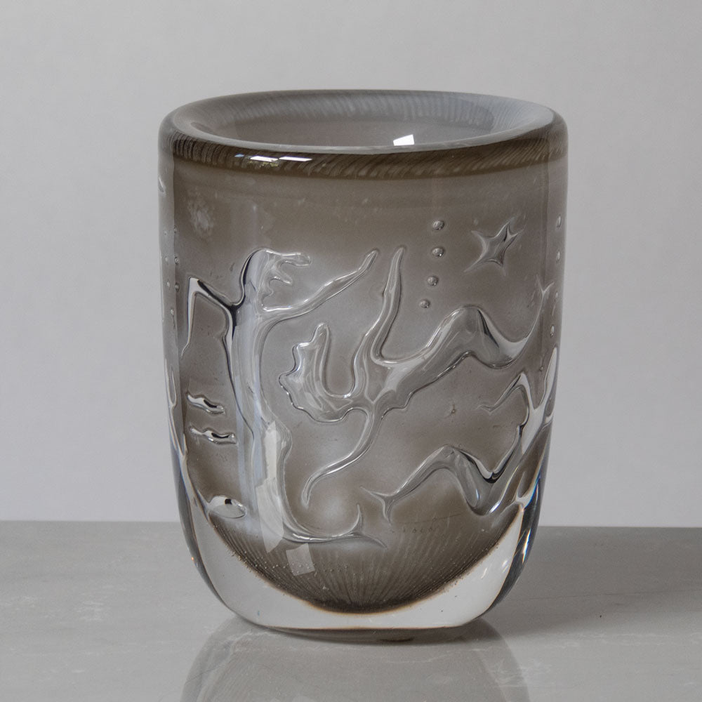Edvin Öhrström for Orrefors, "ariel" vase in gray and clear glass K2192