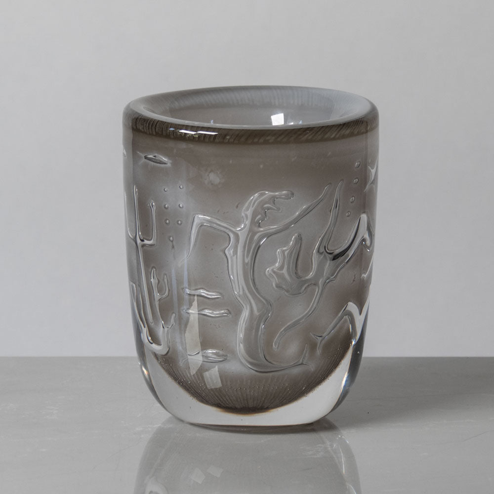 Edvin Öhrström for Orrefors, "ariel" vase in gray and clear glass K2192