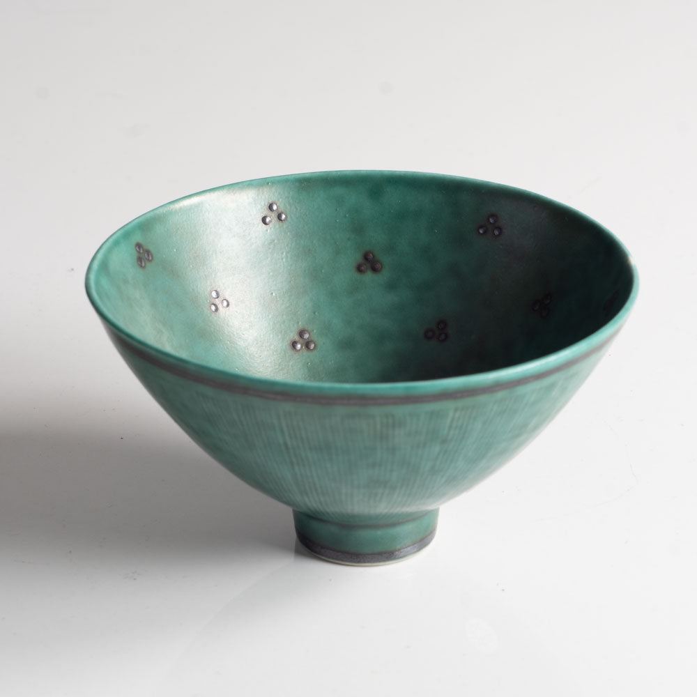 Wilhelm Kåge for Gustavsberg, Sweden, stoneware "Argenta " bowl with silver decoration L3902