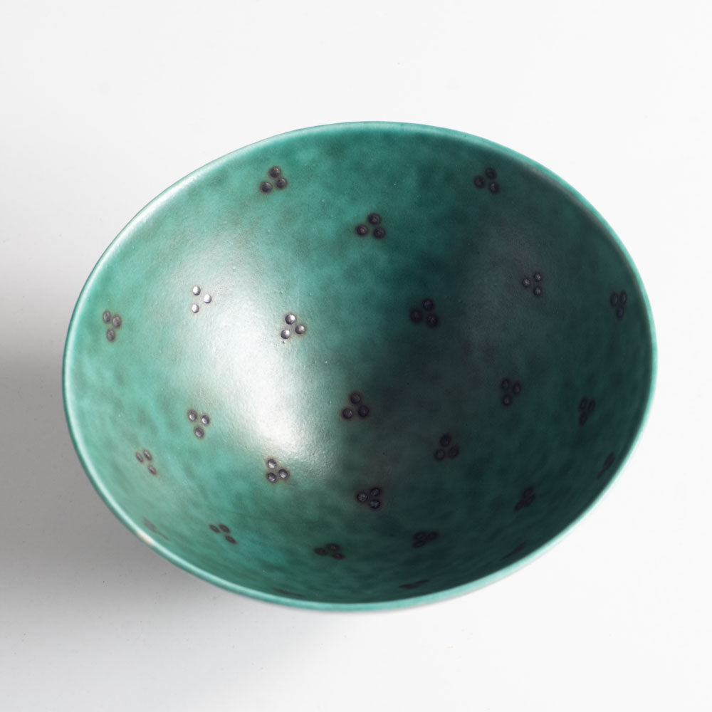 Wilhelm Kåge for Gustavsberg, Sweden, stoneware "Argenta " bowl with silver decoration L3902