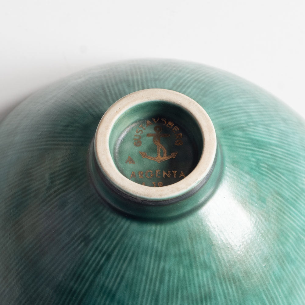 Wilhelm Kåge for Gustavsberg, Sweden, stoneware "Argenta " bowl with silver decoration L3902