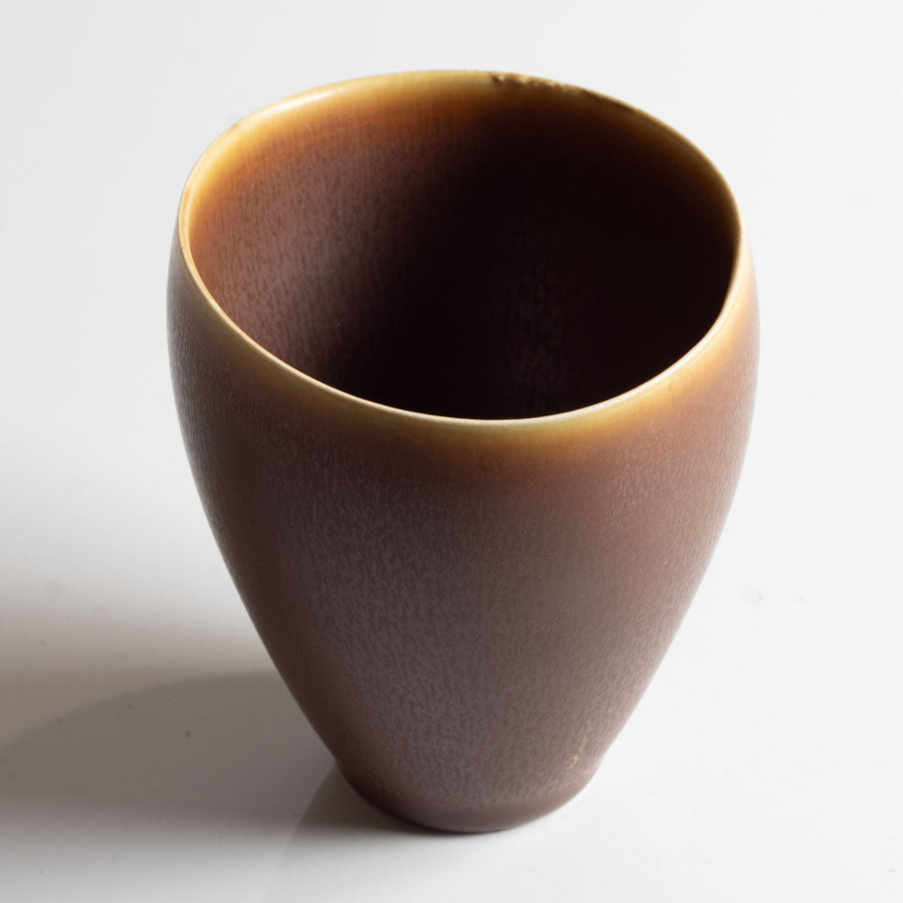 Per Linnemann-Schmidt at Palshus, Denmark, stoneware vase with brown haresfur glaze K2522