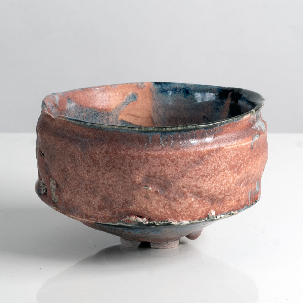 Claude Champy, France, unique stoneware bowl with pink and black glaze L4009