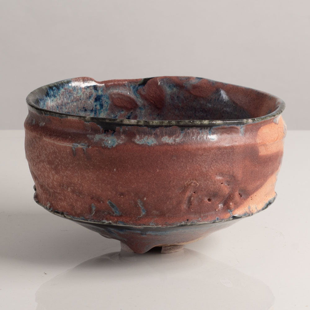 Claude Champy, France, unique stoneware bowl with pink and black glaze L4009