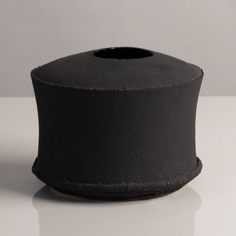 Dan Kelly, UK unique stoneware vase with matte black glaze L4011