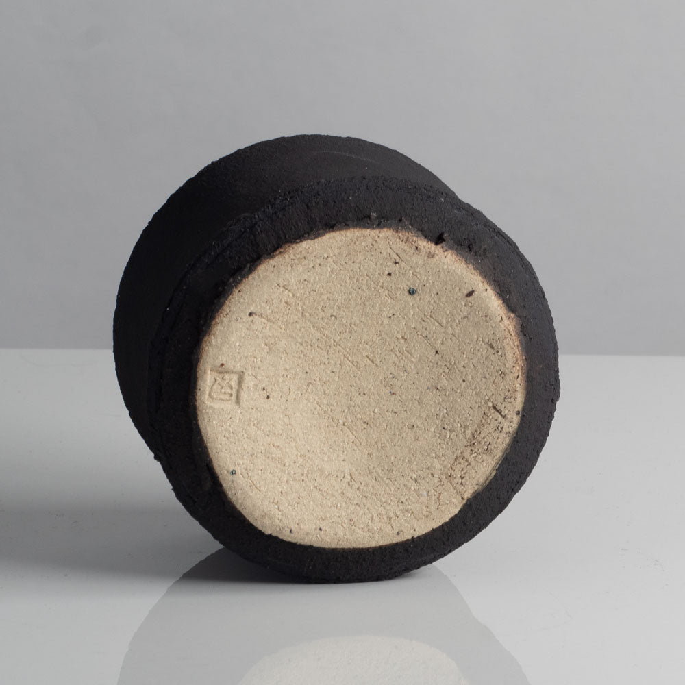 Dan Kelly, UK unique stoneware vase with matte black glaze L4011
