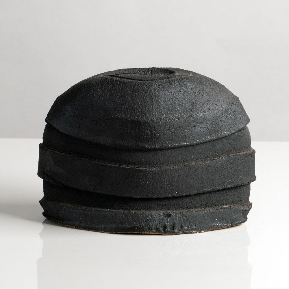 Dan Kelly, UK unique stoneware vase with matte black glaze L4010