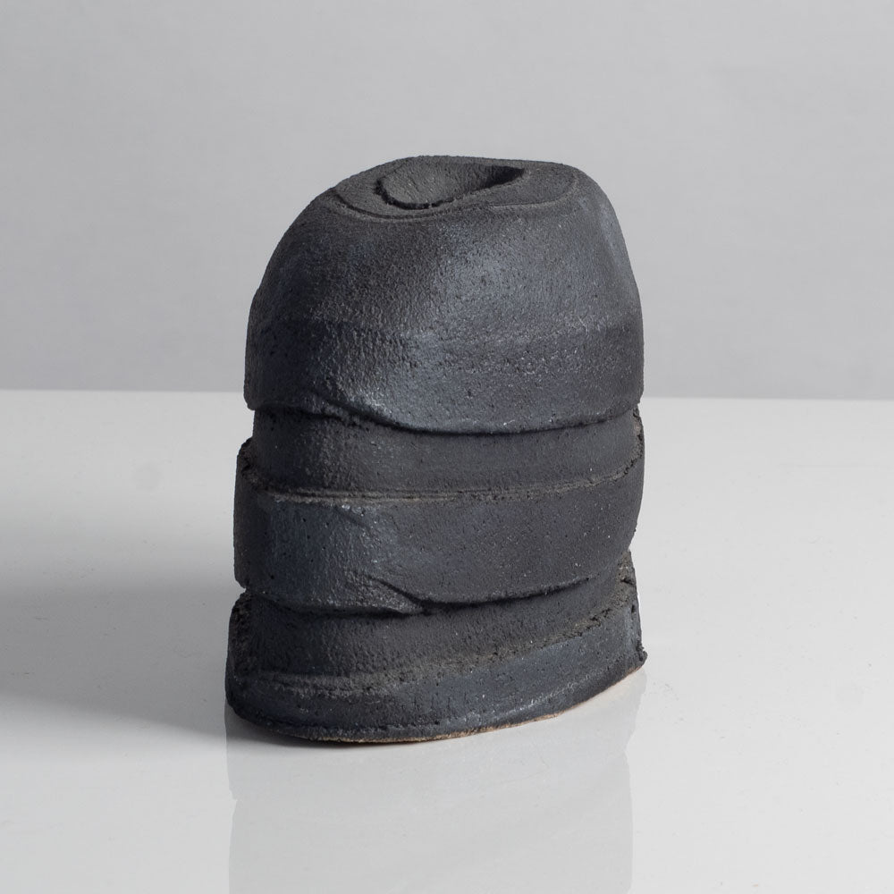 Dan Kelly, UK unique stoneware vase with matte black glaze L4010