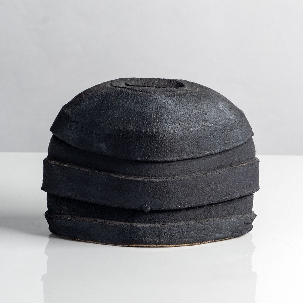 Dan Kelly, UK unique stoneware vase with matte black glaze L4010