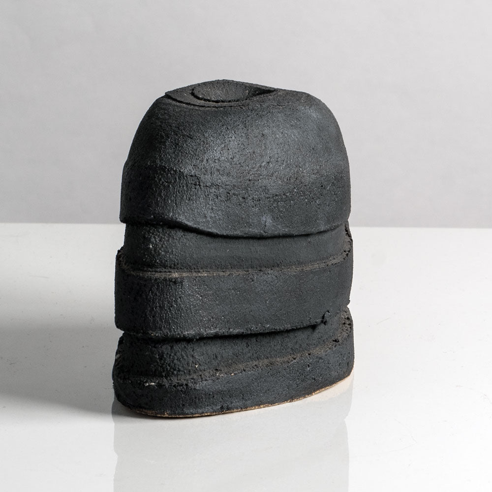 Dan Kelly, UK unique stoneware vase with matte black glaze L4010