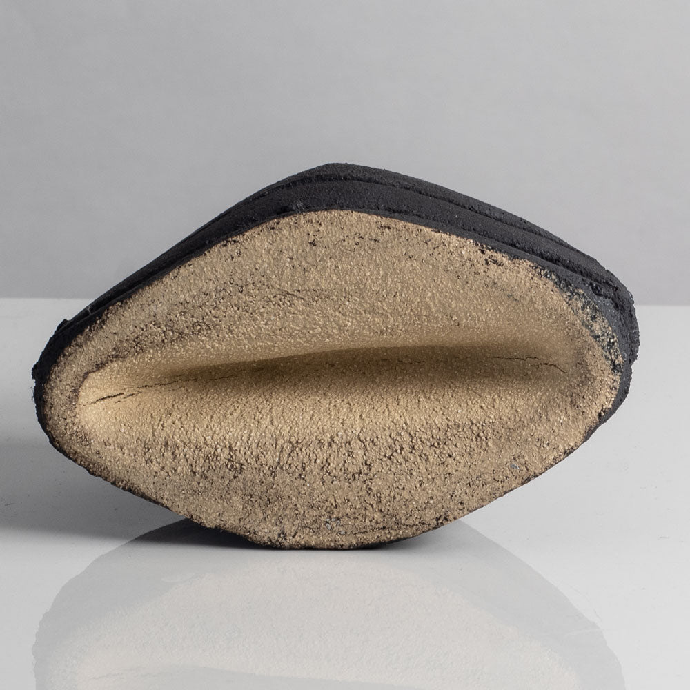Dan Kelly, UK unique stoneware vase with matte black glaze L4010