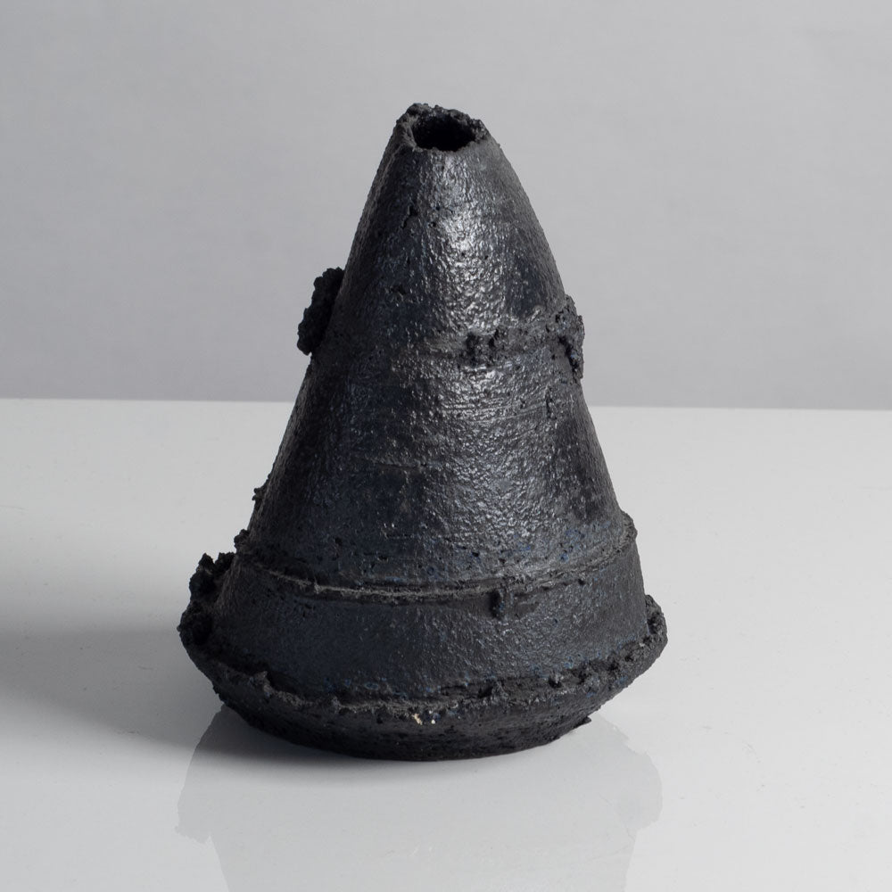 Dan Kelly, UK unique stoneware vase with matte black glaze L4013