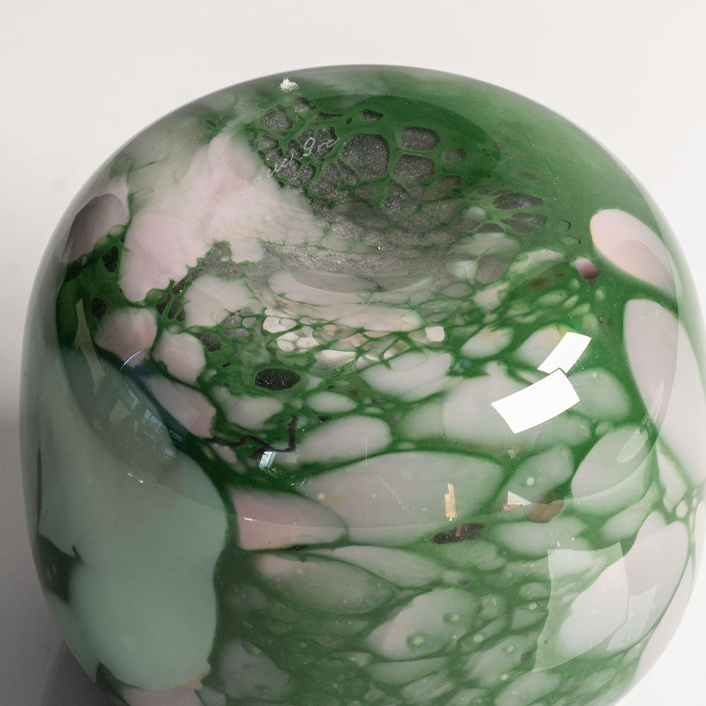 Gro Bergslien for Hadeland, Norway, hand blown vase in green and pink glass M4085