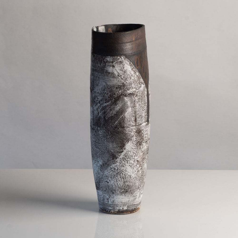 Robin Welch, own studio, UK, tall vase with brown and white glaze L4022
