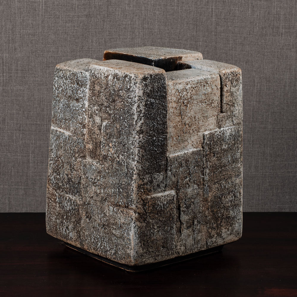 Gerald Weigel, own studio, Germany large brutalist form with gray glaze L3976