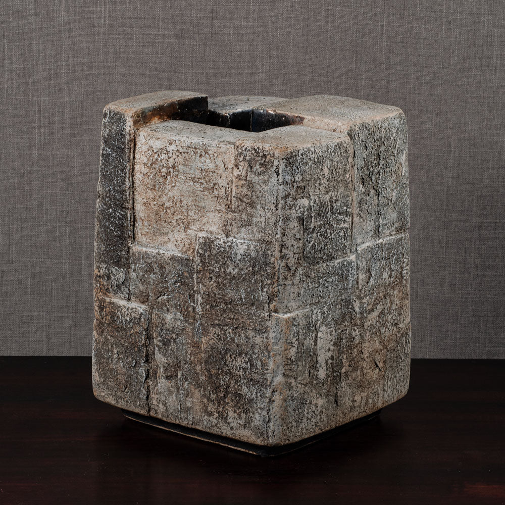 Gerald Weigel, own studio, Germany large brutalist form with gray glaze L3976
