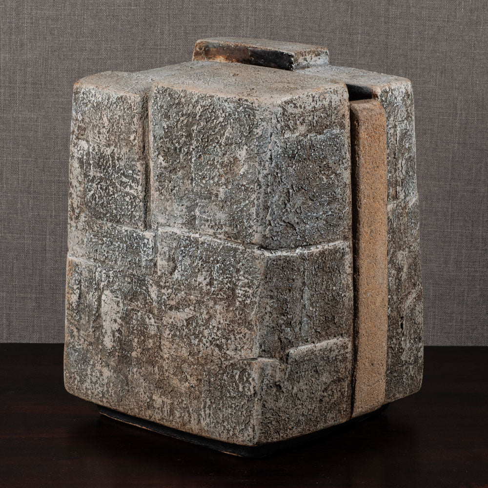 Gerald Weigel, own studio, Germany large brutalist form with gray glaze L3976