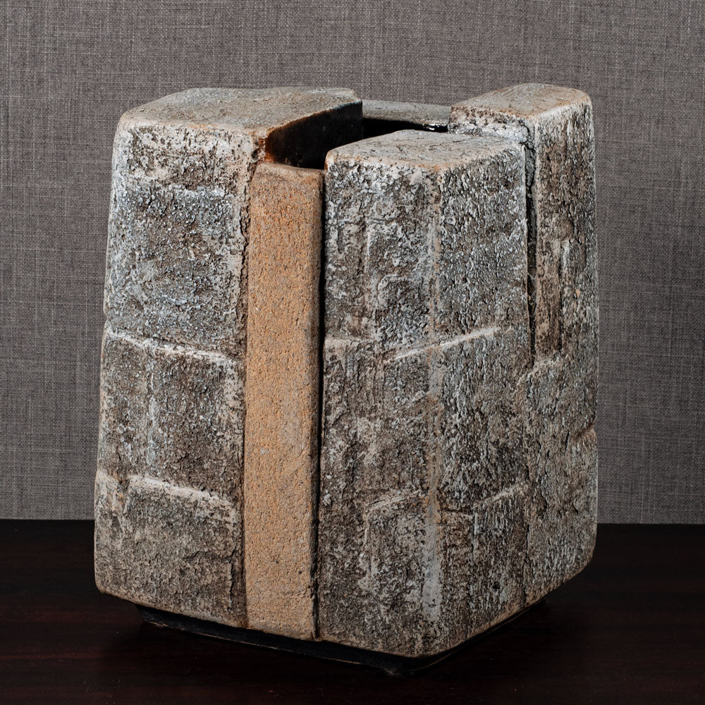 Gerald Weigel, own studio, Germany large brutalist form with gray glaze L3976