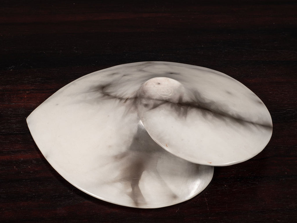 Antonia Salmon, own studio, UK, ceramic spiral bowl with white and gray marbleized surface E7348