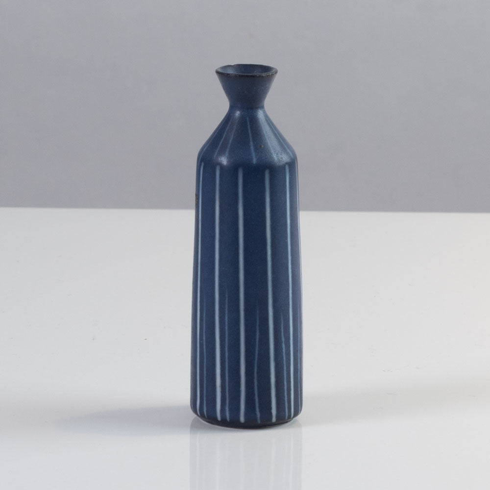 Gunnar Nylund for Rörstrand, Sweden, stoneware cabinet vase with blue and white stripes K2599